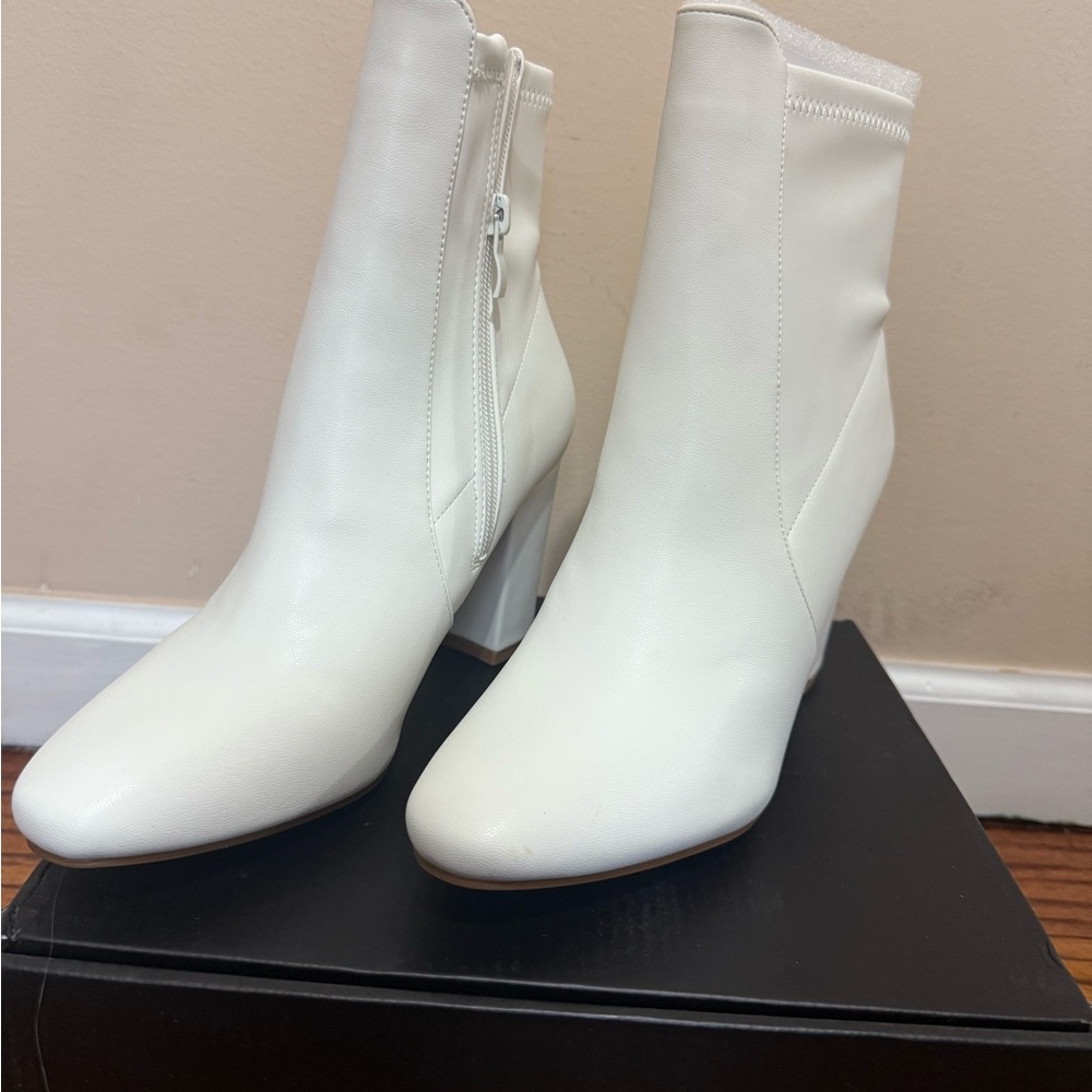 Fashion Nova White Heeled Boots